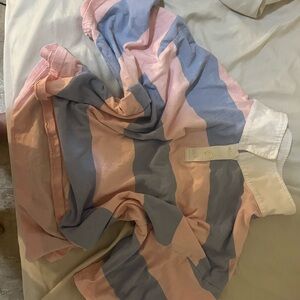 Striped Pink and Blue Polo Crop Top